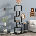 5 Tier 360 Degree Rotating Bookshelf with Acrylic Panels Black