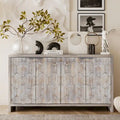 Farmhouse 4-Door Wooden Sideboard with Fluted Doors for Living Room or Entryway