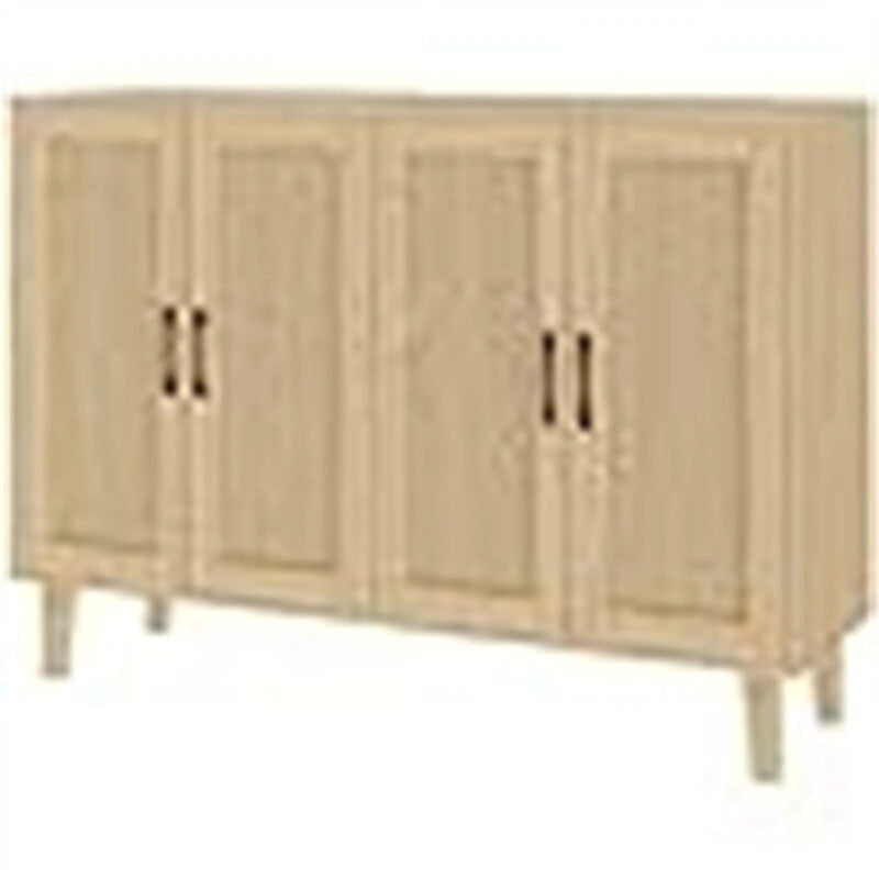 2-Door Rattan Sideboard Buffet with Adjustable Shelves Natural Wood 48x15x34