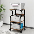 3-Tier Printer Stand with Adjustable Shelf AC Outlets and USB Ports Brown