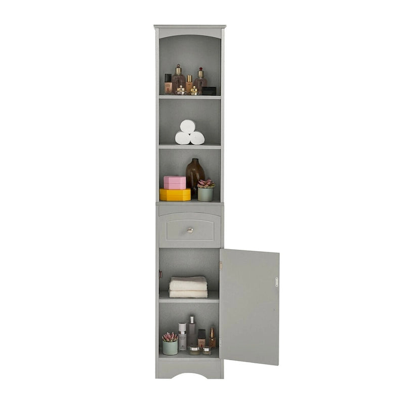 Tall Freestanding Bathroom Storage Linen Cabinet with Drawer 13x9x67
