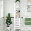 6-Tier Slim Bamboo Cabinet with Shutter Door and Open Shelves 13x13x66.5