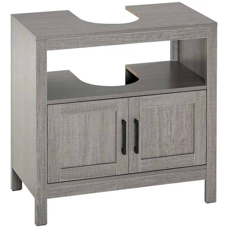 Pedestal Sink Bathroom Under Sink Cabinet with 2 Doors Open Shelf Gray