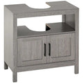 Pedestal Sink Bathroom Under Sink Cabinet with 2 Doors Open Shelf Gray
