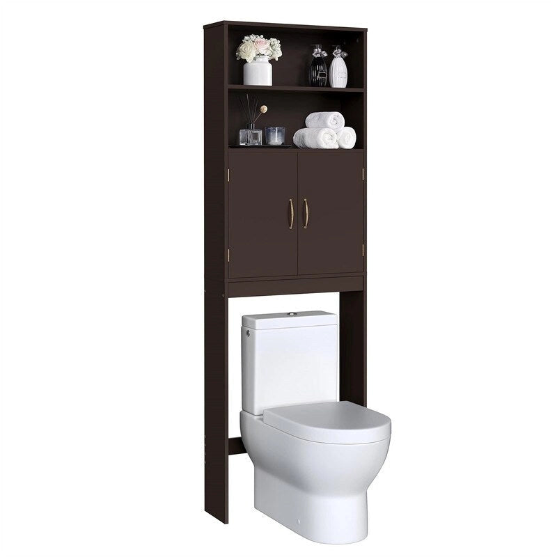 Over the Toilet Storage Cabinet with Adjustable Shelves 8Dx25Wx77H Espresso