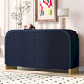 4-Door Cabinet with Wave Pattern Surface and Adjustable Shelves Navy Blue or White